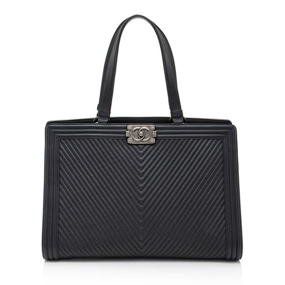 Chanel Handbags - Chanel Chevron Lambskin Boy Shopping Tote